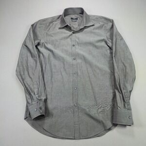 Hugo Boss Button Up Shirt Slim Fit Textured Grey Mens Size 39/40 M Long Sleeve